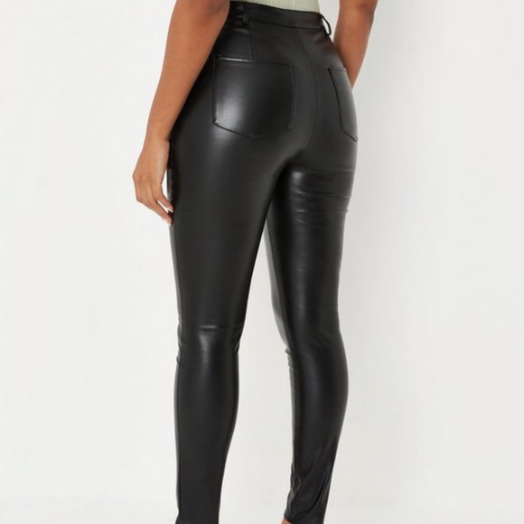 Missguided Black Faux Leather Slim Leg Pants - Picture 2 of 3